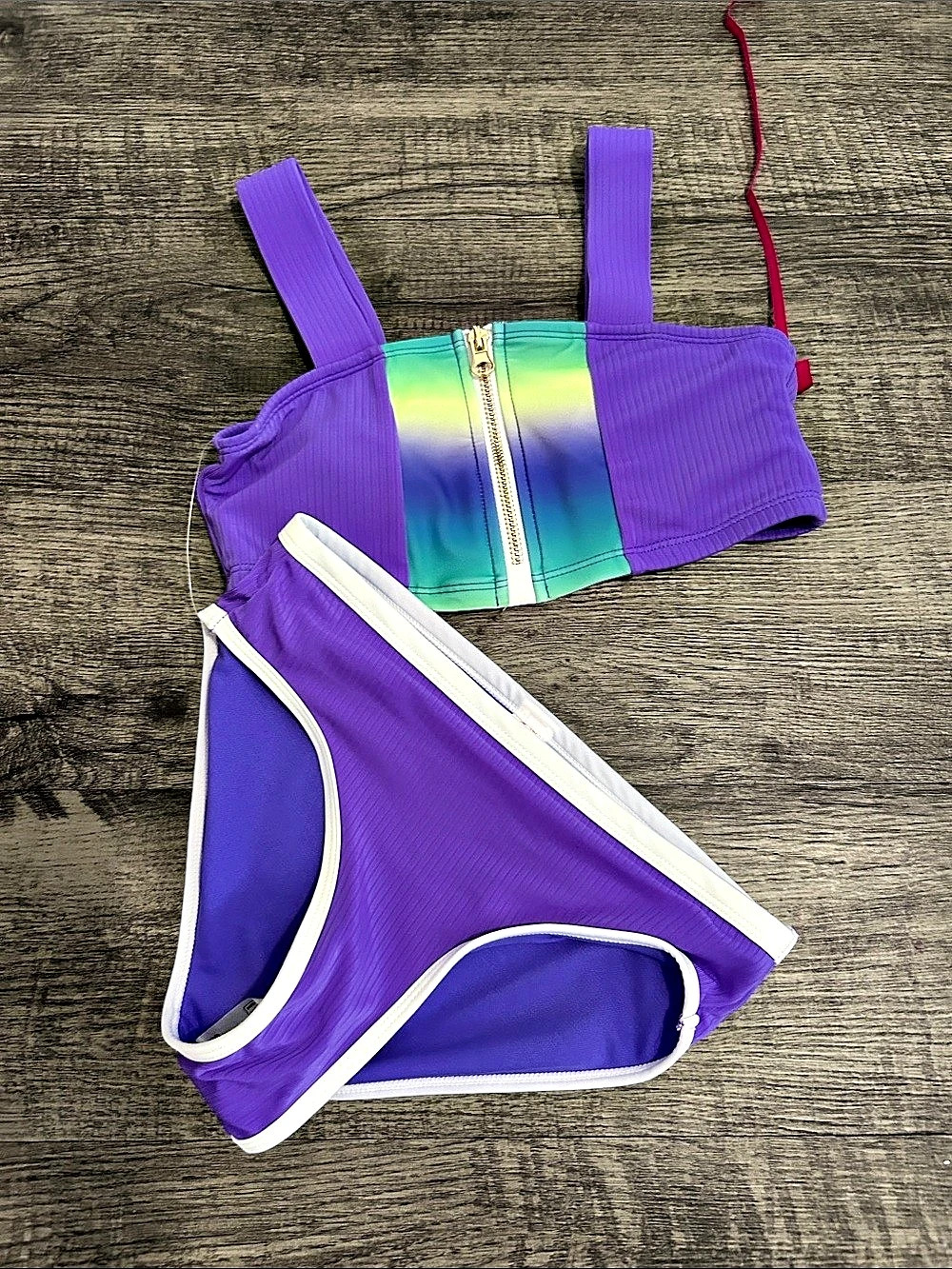 Color Block Bikini in Purple & Green Like New